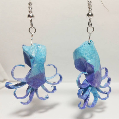Origami Octopus earrings: Blue/Purple