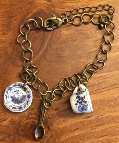 Blue and White Tea Cup Charm Bracelet