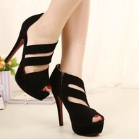 New Stylish Handmade Black Straps High Heel Sandals - Thumbnail 3
