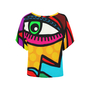 Funky Art Picasso Style Face Women's Batwing Sleeve Top-2