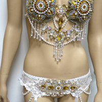 Yellow Daisy Flower Samba Bra with Garter Cosplay Dance Costume Rave Bra Rave Wear Halloween Burlesque Show Girl - Thumbnail 3