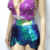 Disney Princess Ariel Iridescent Dragon Scale Mermaid Siren Cosplay Dance Costume Rave Bra Wear Halloween - Thumbnail 3