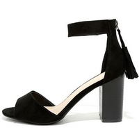Fashion Women Sandals Sexy Peep Toe Thick High Heels Tassel Sandals - Thumbnail 3
