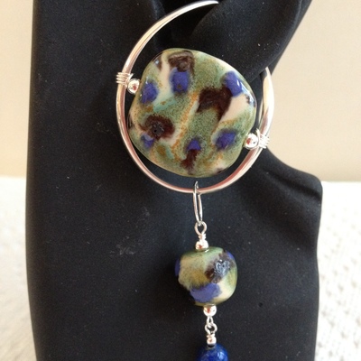 Blue/green kazuri bead