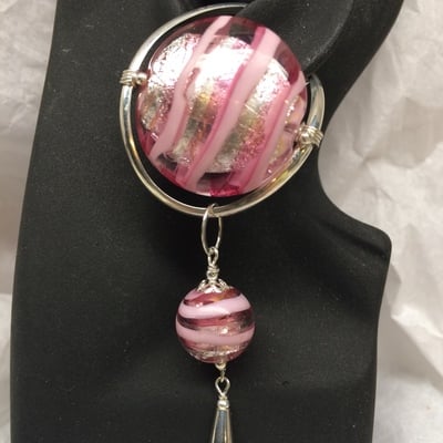 Pink/silver venetian glass - Thumbnail 2