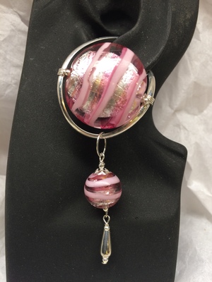 Pink/Silver Venetian Glass