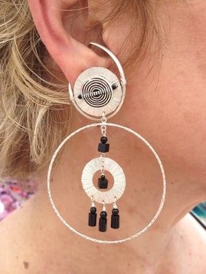 Large Hoop with Black Bead