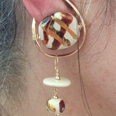 Beiges kazuri bead - Thumbnail 2