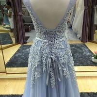 Elegant A line tulle lace long evening prom dress,BD170601 - Thumbnail 1