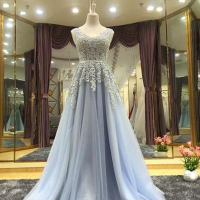 Elegant a line tulle lace long evening prom dress,bd170601 - Thumbnail 5