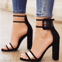 Transparent Sexy Thick High Heels With Buckle Women Python Wild Club Stress Sandals Female - Thumbnail 1