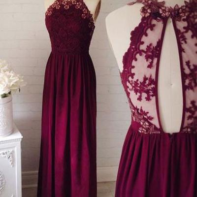 Round neck lace long prom evening dresses,bd170608 - Thumbnail 5