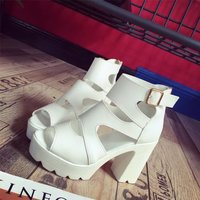 New fashion summer bottom thick waterproof high-heeled sandals women thick with Roman shoes with high heels fish mouth shoes - Thumbnail 4