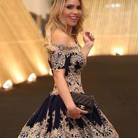 Stylish lace off shoulder short prom dress, lace homecoming dresses,15041509 - Thumbnail 1