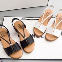 2017 Summer New Casual Fish mouth women's sandals fashion diamonds exposed toe flat leather sandals female - Thumbnail 1