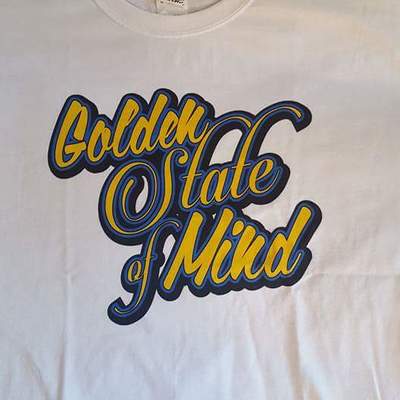 Golden state script white tee 