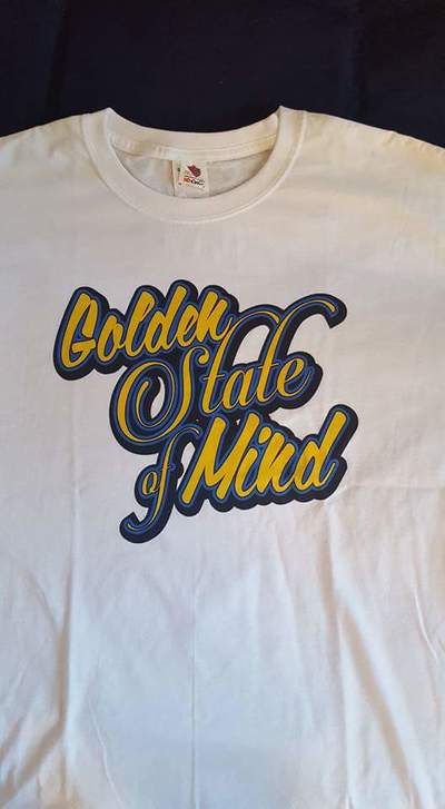 Golden state script white tee 