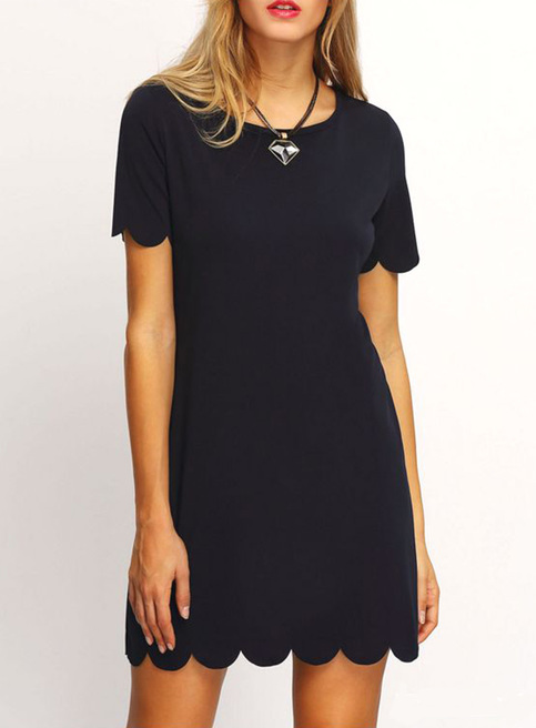 Scalloped Black Dress