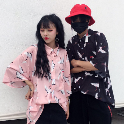 Oversize Crane pattern blouse