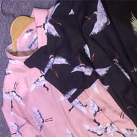 Oversize Crane pattern blouse - Thumbnail 4