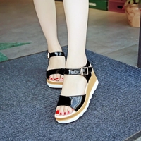 2017 Summer Women's Fashion Pu Wedge Sandals Leisure Fish Mouth High Heels Flip Flops - Thumbnail 2