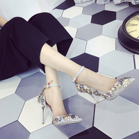 Classic Fashion NIce Women's Shoes Pointed Shallow Mouth Fine with High Heels Sequins Flowers Bride Wedding Shoes LOV - Thumbnail 2