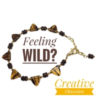 Tiger Print Drop Triangles and Coconut Shell Adjustable Anklet - Thumbnail 1