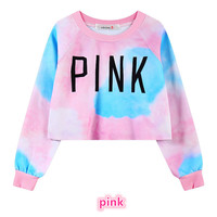 Harajuku lo shi short paragraph pink sweater - Thumbnail 1