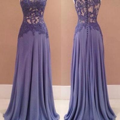 Elegant a line lace chiffon long prom dress, evening dresses,15050701