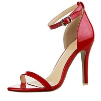 PU Leather High Heels Pumps Women Sequined Ankle Strap Dress Shoes Woman Open Toe Pumps Fashion - Thumbnail 3