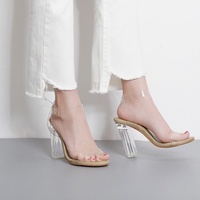 2017 PVC Jelly Sandals Crystal Leopard Open Toed High Heels Women Transparent Heel Sandals Slippers Discount Pumps 11CM - Thumbnail 1