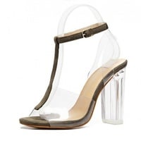 2017 PVC Jelly Sandals Crystal Leopard Open Toed High Heels Women Transparent Heel Sandals Slippers Discount Pumps 11CM - Thumbnail 4