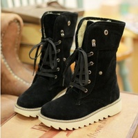 New Fashion Women Lady Girl boots comfort shoes flats Lace-up round toes Ankle Winter Warm High heels Plus  - Thumbnail 2