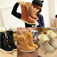 New Fashion Women Lady Girl boots comfort shoes flats Lace-up round toes Ankle Winter Warm High heels Plus  - Thumbnail 3