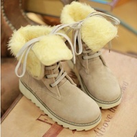 New Fashion Women Lady Girl boots comfort shoes flats Lace-up round toes Ankle Winter Warm High heels Plus  - Thumbnail 4