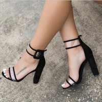 Plus Size 35-41 Gold sexy fashion woman high heels transparent open toe sandals hollow buckle thick heel sandals ankle boots - Thumbnail 1