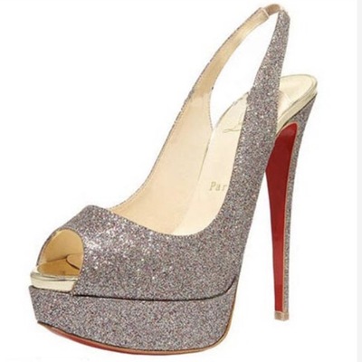 Christian louboutin glitter lady peep 
