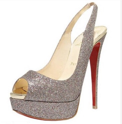 Christian louboutin glitter lady peep 