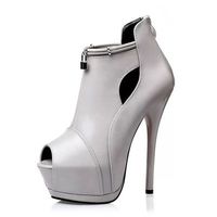 cheap woman Sexy shoes woman fish mouth cool nude Platform high heel Sandal evening  - Thumbnail 4