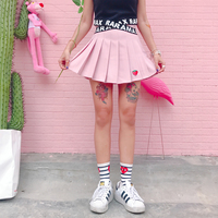 Harajuku sweet strawberry embroidery pleated skirt - Thumbnail 2