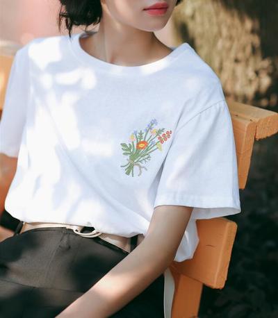 Flower Embroidered T-shirt