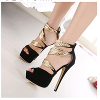 Rome personality wedding high heels woman sexy Open toe T-straped evening sandal high heeled shoes Girl Valentine's - Thumbnail 2