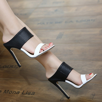Fashion Women Sandals 2017 Summer Ladies Sandals High Heels 11cm Zapatos Mujer Slippers Party office Shoes Ladies Shoes Black+White - Thumbnail 3