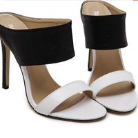 Fashion Women Sandals 2017 Summer Ladies Sandals High Heels 11cm Zapatos Mujer Slippers Party office Shoes Ladies Shoes Black+White - Thumbnail 4