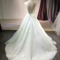 Backless Wedding dress,wedding dress, cheap wedding dress, cheap wedding gown, bridal wedding dress,W34 - Thumbnail 1