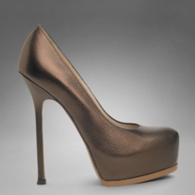 Ysl tribtoo metallic bronze leather platform 39.5