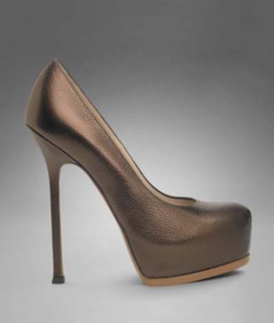 Ysl tribtoo metallic bronze leather platform 39.5