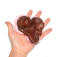 Kiibru Jumbo Good Luck Chocolate Heart Cake Squishy Scented Slow Rising Soft Original Package - Thumbnail 1