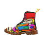 Funky Picasso Style Woman Sitting Canvas Combat Boots-2