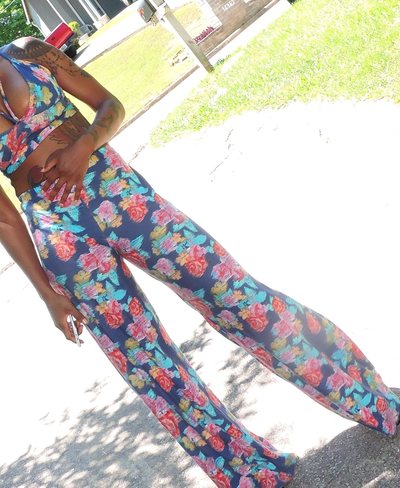 Printed Palazzo Pants w/matching Bralette